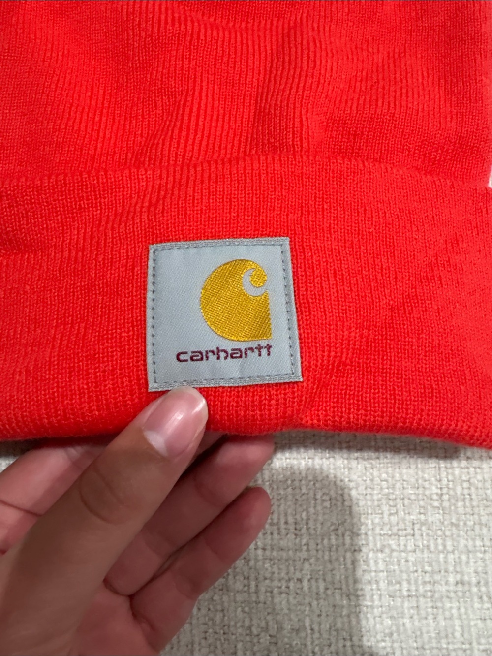 Carhartt Red Cuffed Knit Beanie with Signature Patch - Picture 3 of 3